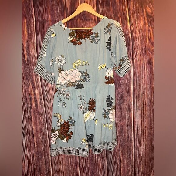 Debbie Dabbie Women’s 10 Blue Flowered Boho embroidered Detail Midi Dress. - Picture 8 of 8